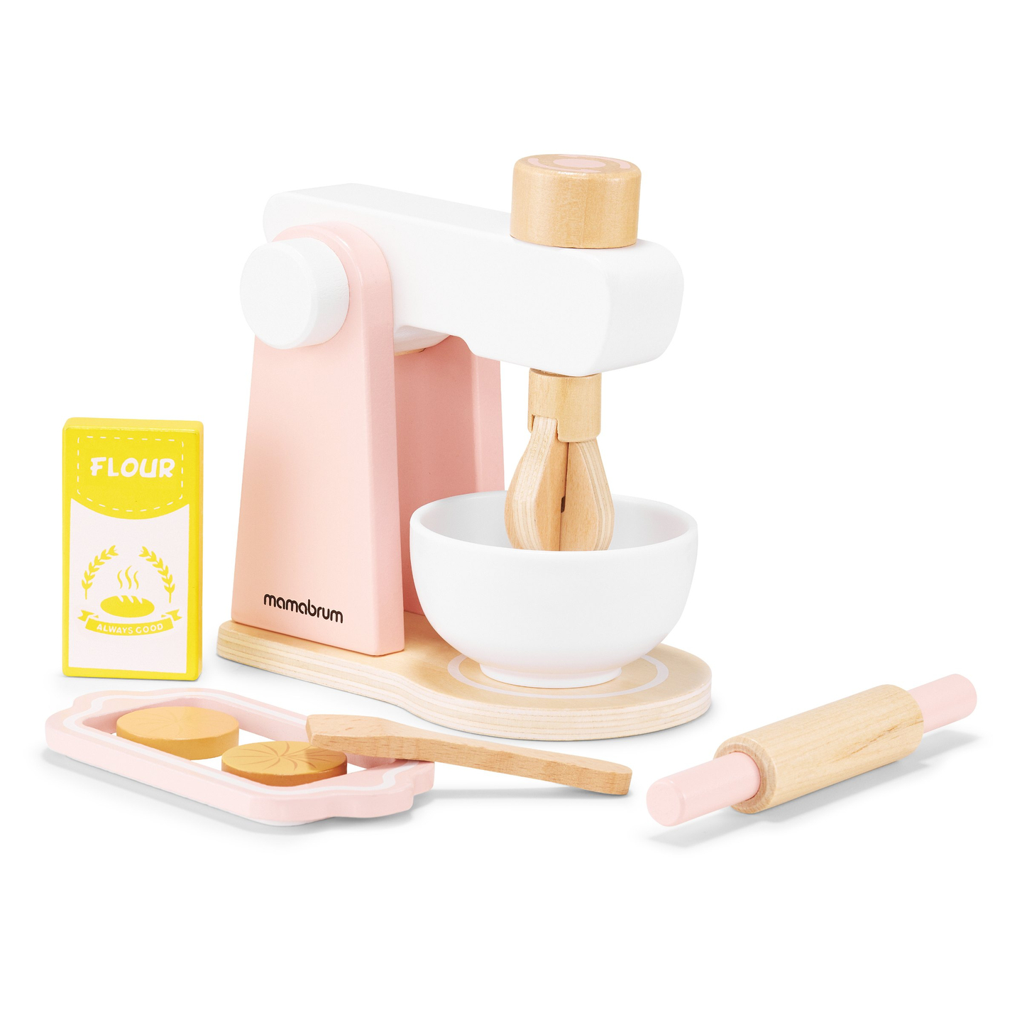 Mixer de aluat din lemn cu accesorii, pentru copii