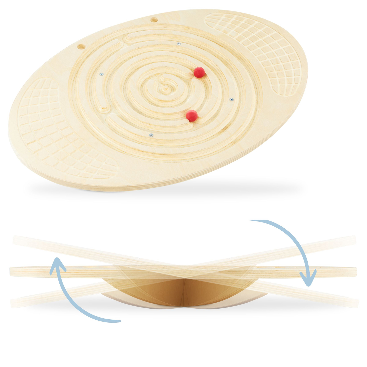 Tablă de echilibru din lemn cu labirint și bile - balansoar de echilibru