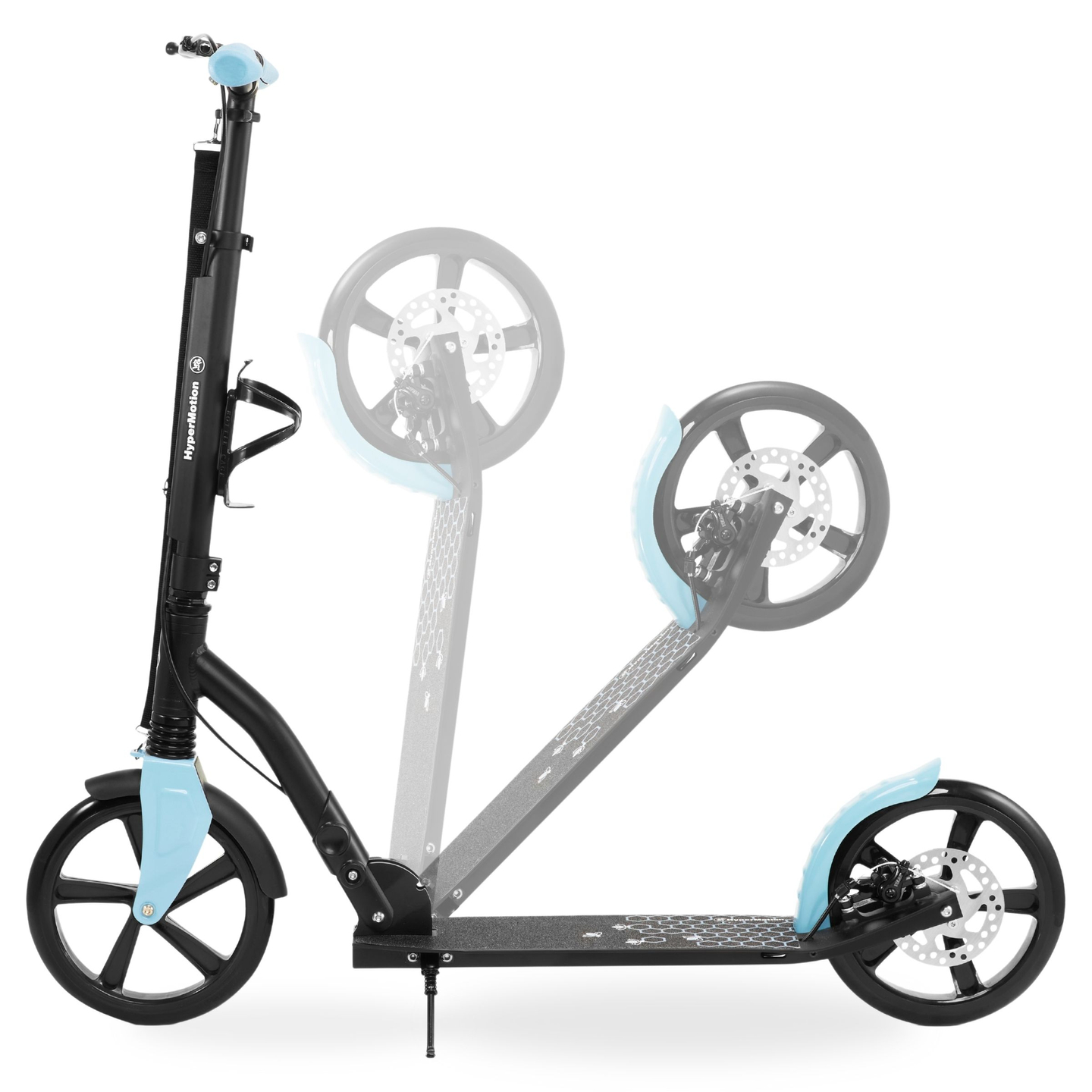 Scuter de oraș cu două roți HONEYBEE Blue HyperMotion 100 kg - aluminiu complet, roți mari de 250 mm