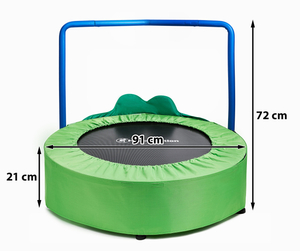 Frog - mini trambulină pentru copii - cu mâner - max 50 kg - 91 cm - pentru casă și grădină
