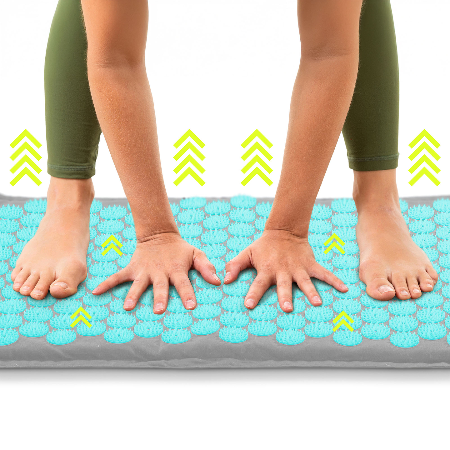 Saltea de presopunctură ECO din in cu fibră de cocos și pernă de hrișcă – 68 cm HyperMotion Gri-Mentă