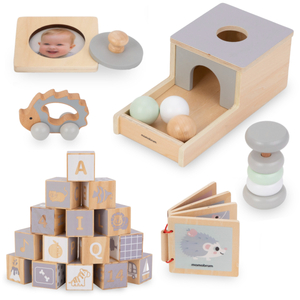 Cutie de educație Montessori pentru bebeluși - 6 jucării