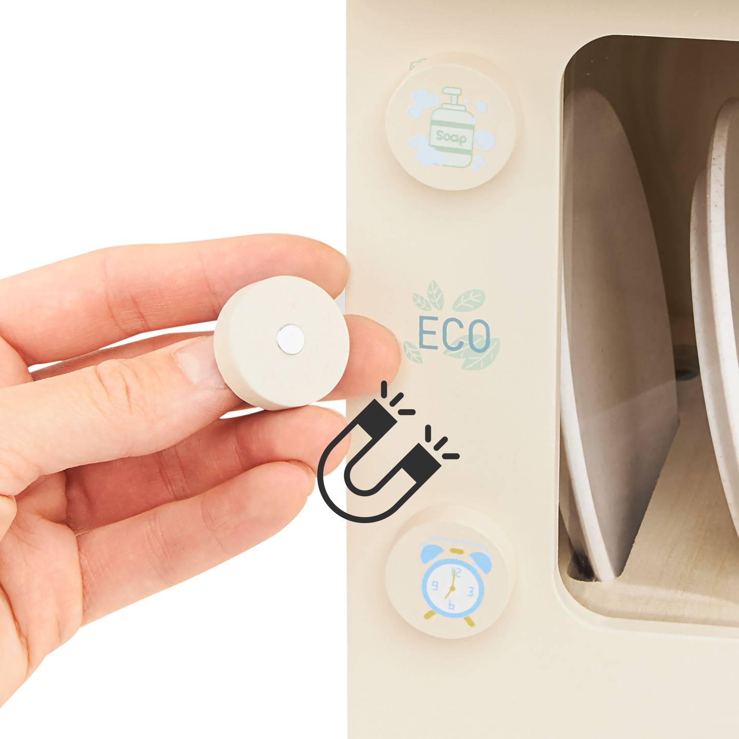 Mașină de spălat vase din lemn cu accesorii