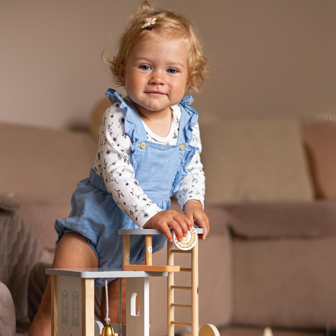 Stație de pompieri din lemn cu accesorii, brigada de pompieri