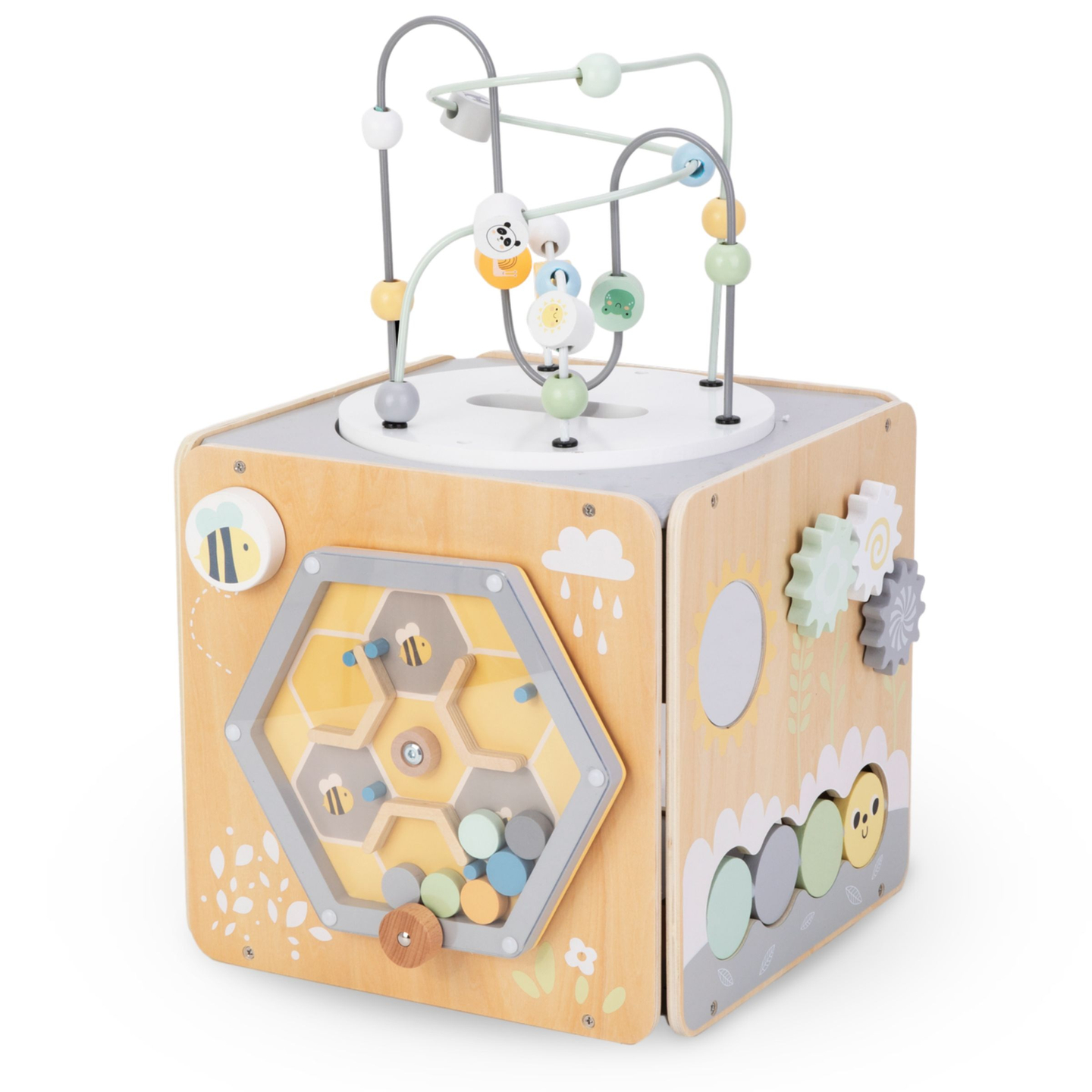 Cub mare de activitate din lemn cu buclă - Montessori