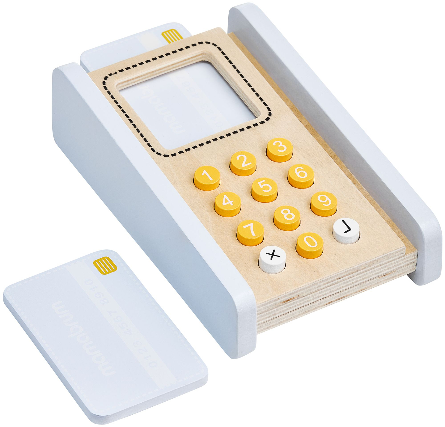 Magazin de legume - tarabă din lemn cu lăzi, casă de marcat și terminal