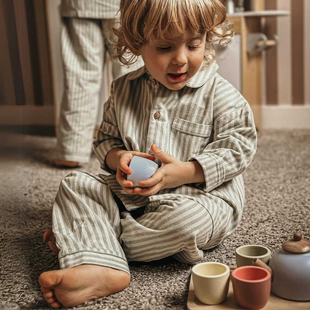 Set de ceai din lemn cu tavă - 7 articole