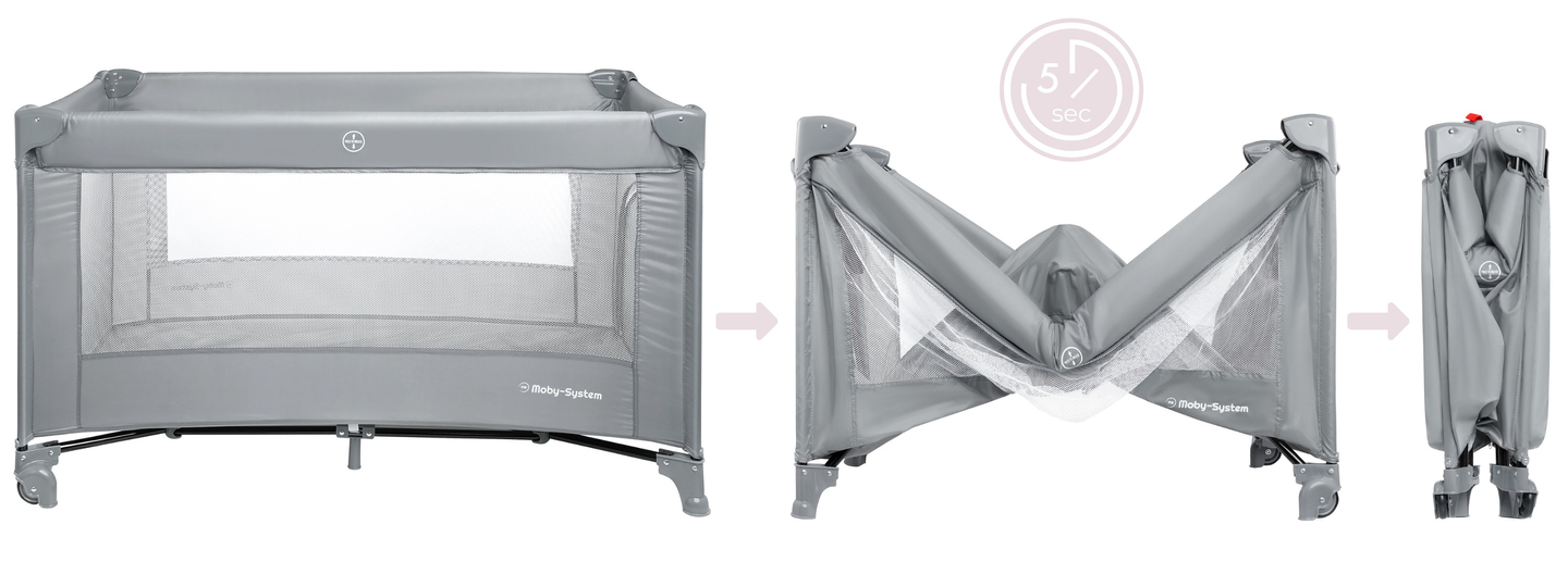 Pătuț de călătorie Happy Traveller BASIC - gri