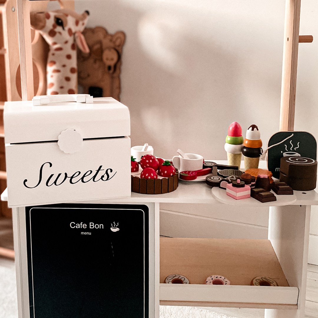 Cutie de bomboane de tăiere din lemn, magazin de dulciuri