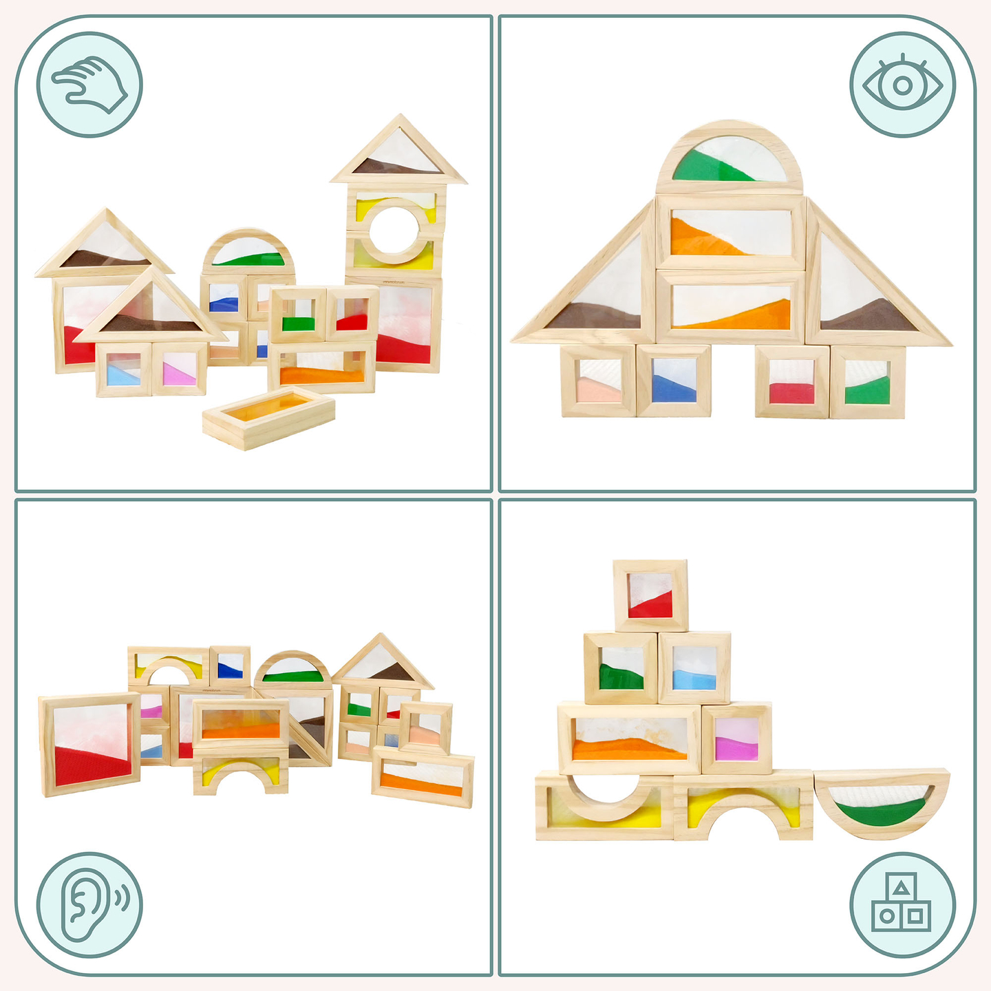 Blocuri senzoriale din lemn - 18 bucăți