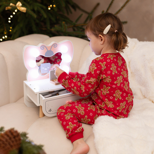 Mini măsuță de toaletă din lemn cu iluminare LED - Butterfly