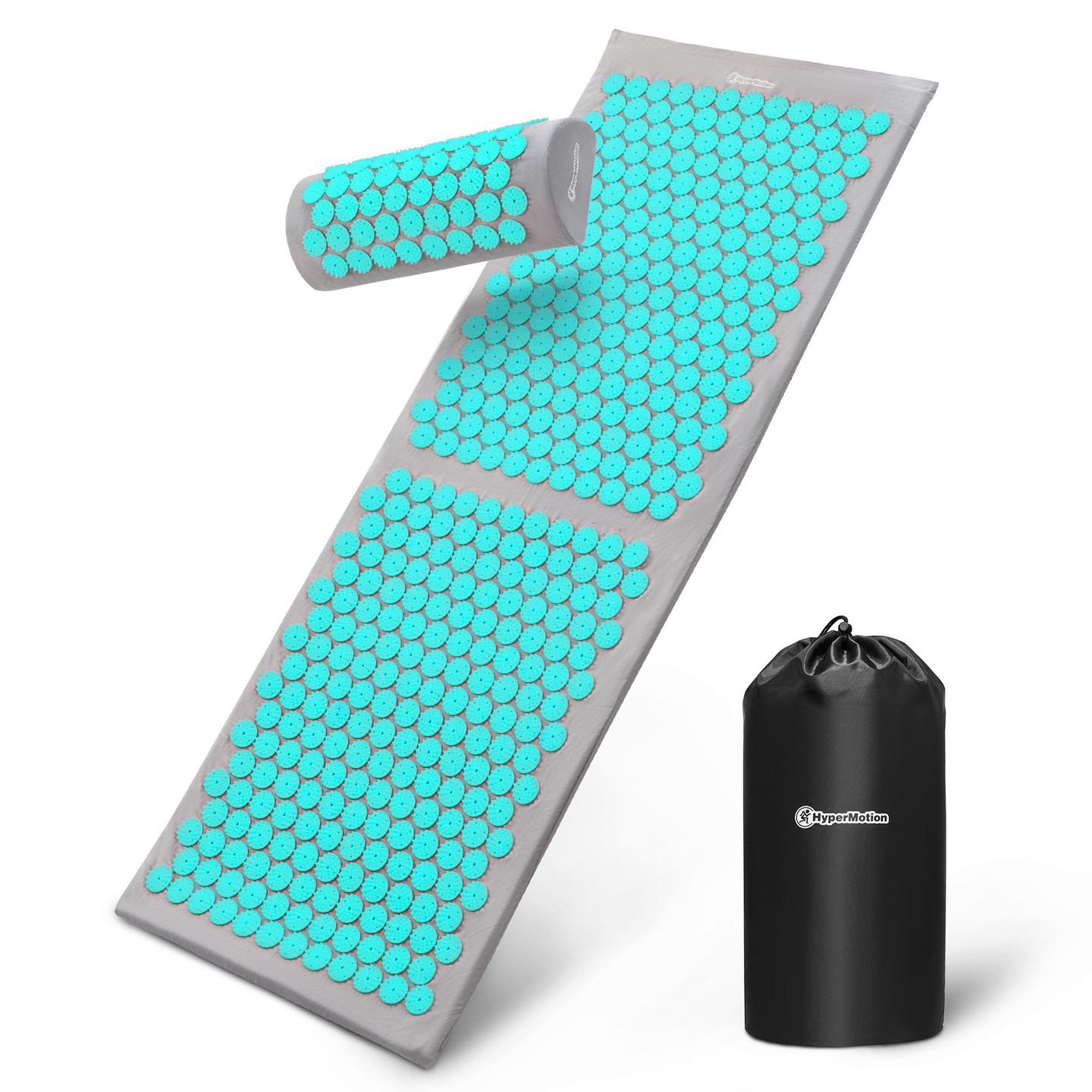 Saltea mare de presopunctură cu pernă și husă - 130 cm HyperMotion gri-mentă