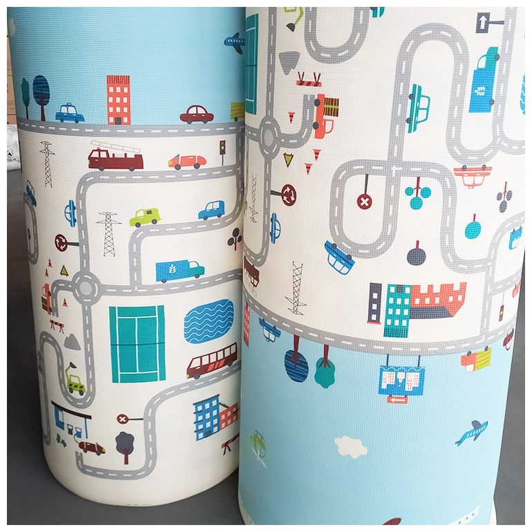 Covoraș de spumă cu două fețe XXL - rola 2 CM (drum și zigzaguri)