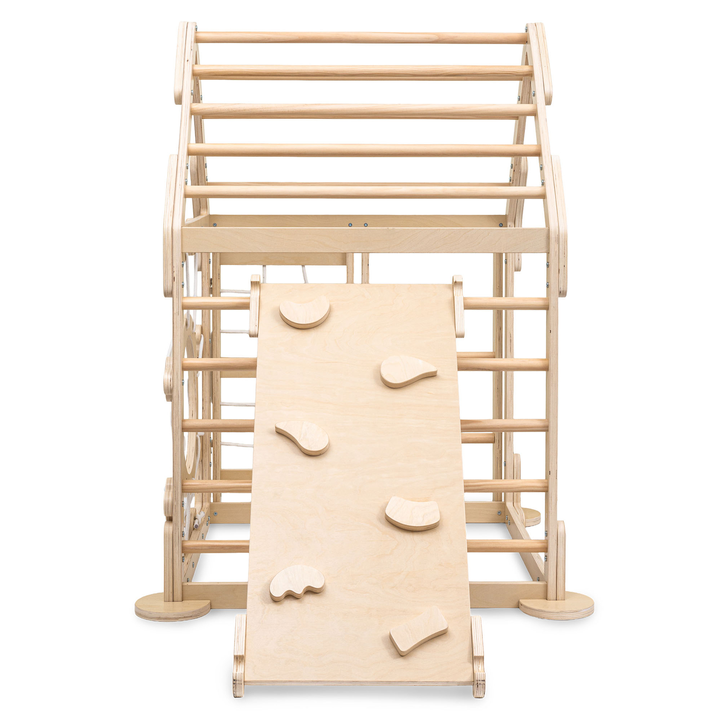 Loc de joacă interior din lemn pentru copii - o căsuță cu scări și tobogan