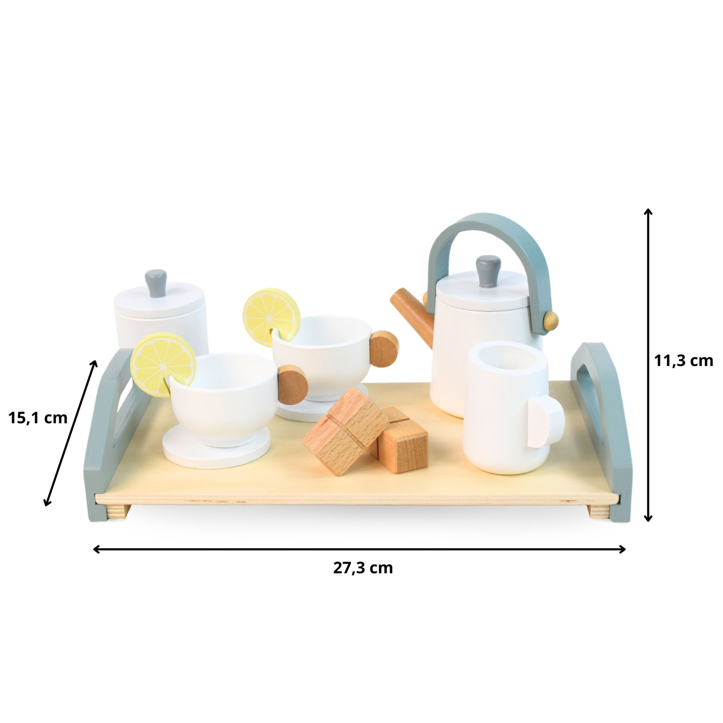 Set mare de ceai din lemn cu tavă - 17 articole