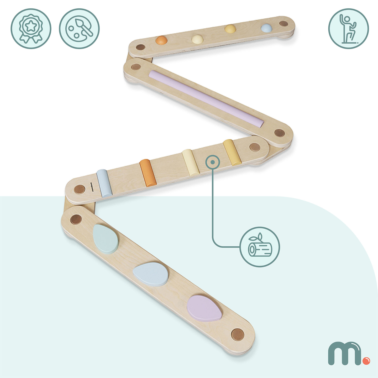 Cale senzorială mare din lemn - cale de echilibru - 9 elemente