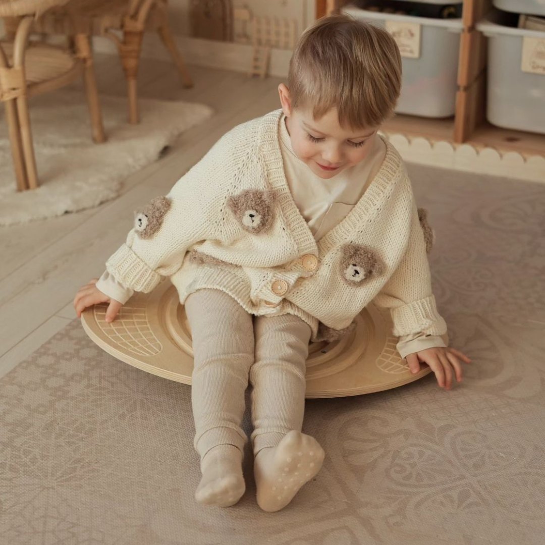 Tablă de echilibru din lemn cu labirint și bile - balansoar de echilibru