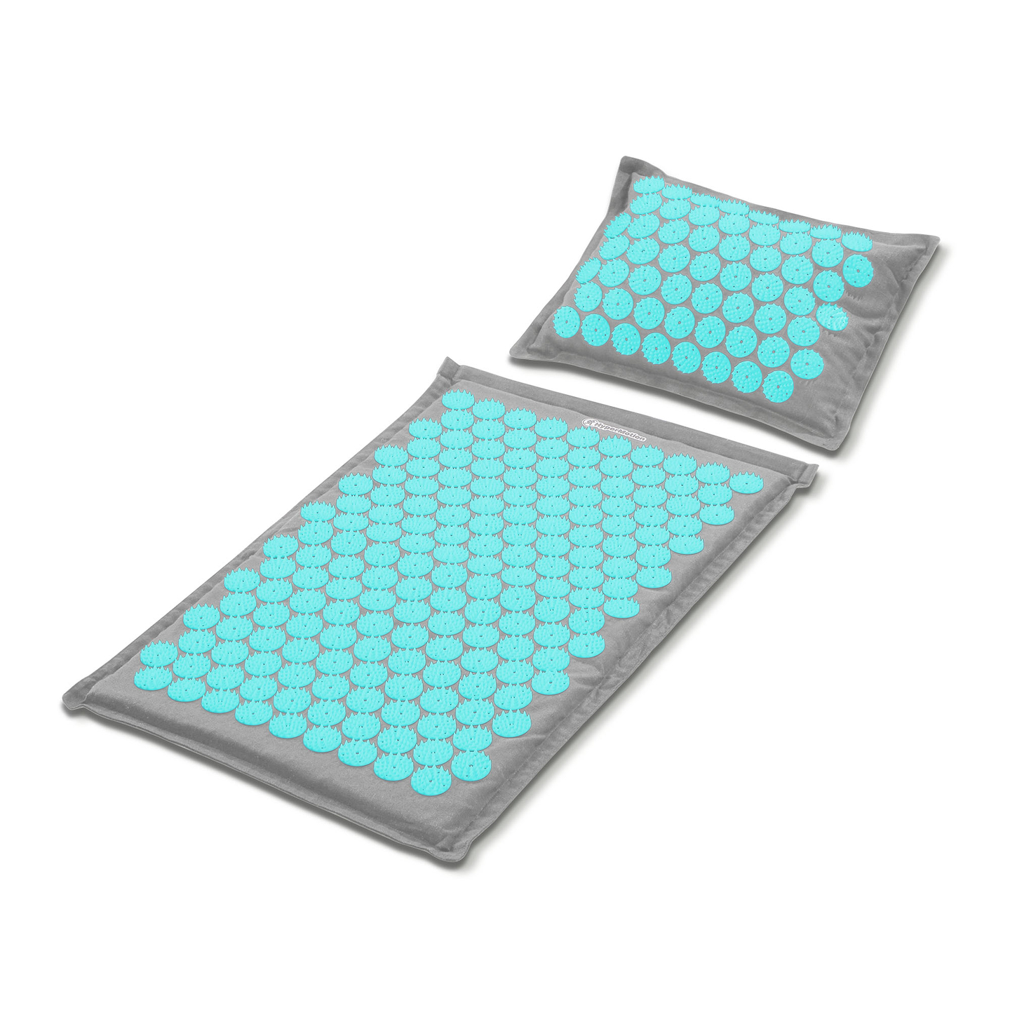 Saltea de presopunctură ECO din in cu fibră de cocos și pernă de hrișcă – 68 cm HyperMotion Gri-Mentă