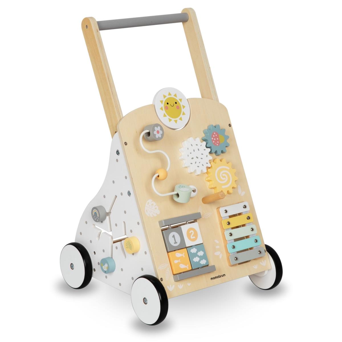 Walker educațional din lemn 8in1 / împingător pentru copii - placă manipulativă