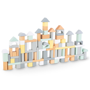 Blocuri de lemn pastel - set de 100 de piese XL