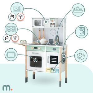 Bucătărie interactivă cu mașină de spălat rufe, mașină de spălat vase și tablă