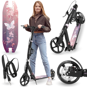 Scuter cu două roți pentru tineri adulți - cu amortizor - HyperMotion Skyline - roz, aluminiu - 100kg
