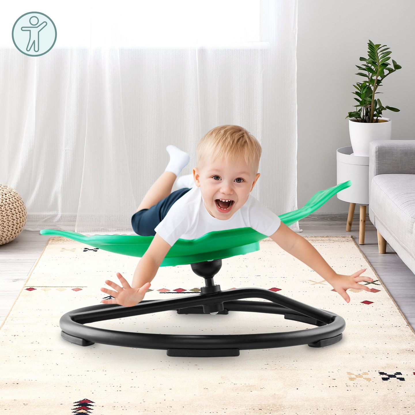 Mini carusel pentru copii Pești - culoare verde