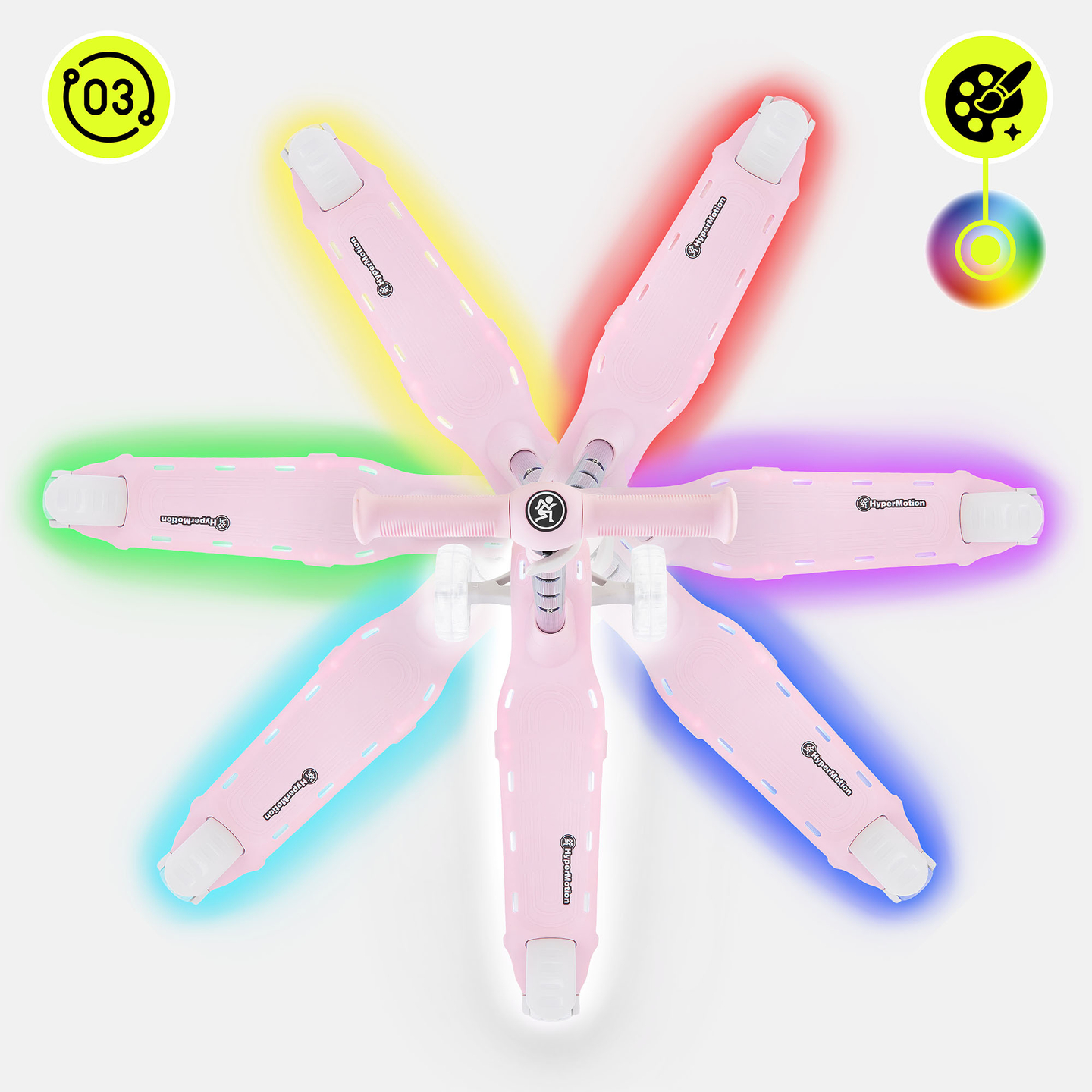 Trotinetă de echilibru HyperMotion BECKY - iluminare LED RGB, roz