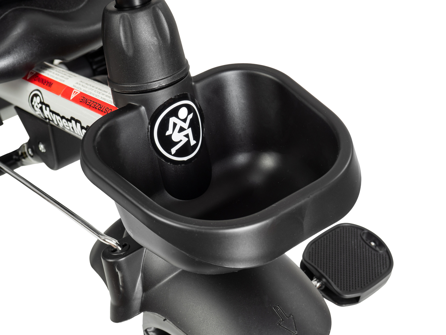 Tricicleta HyperMotion TOBI VECTOR - roți gonflabile veșnice + bară de împingere. Culoare: gri deschis.