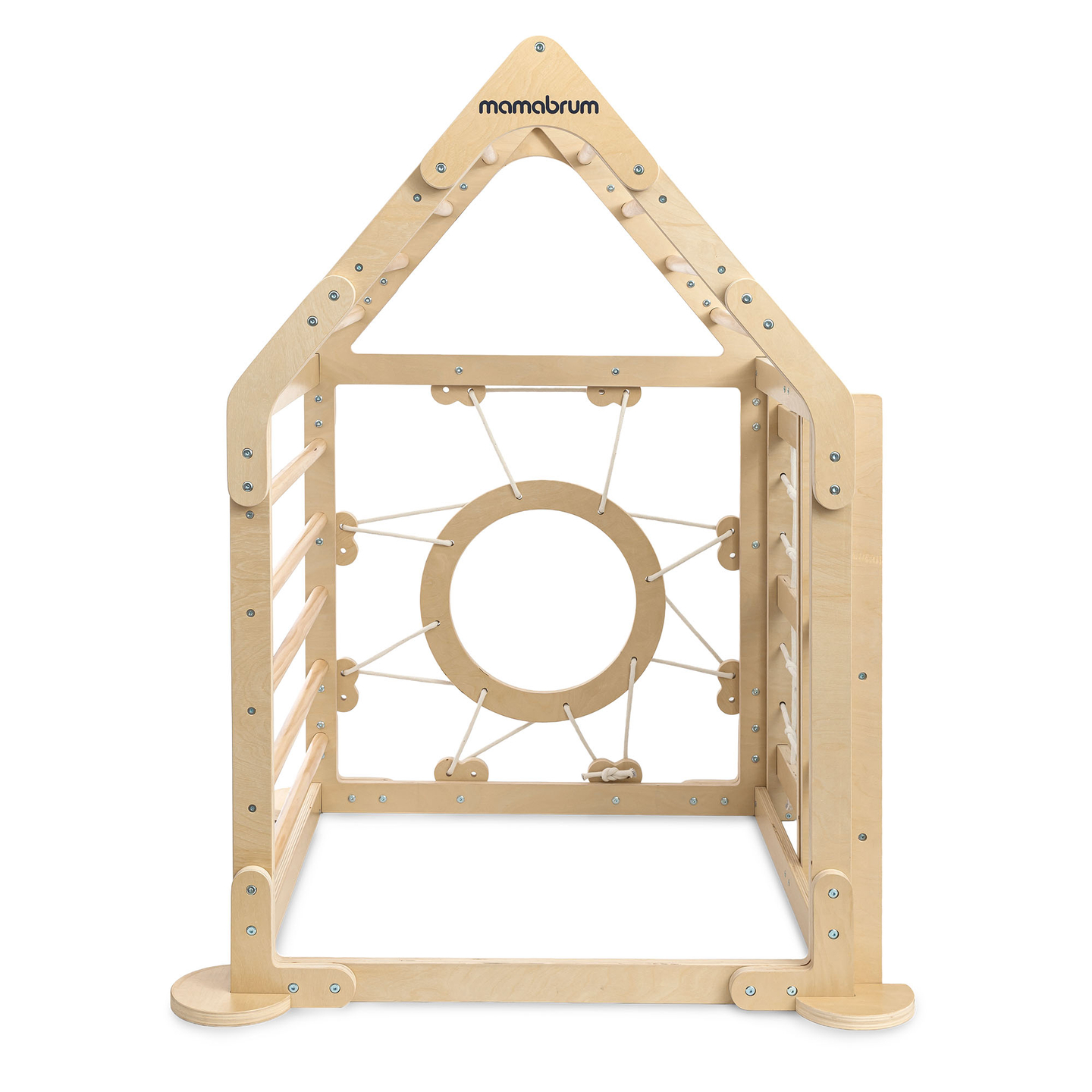 Loc de joacă interior din lemn pentru copii - o căsuță cu scări și tobogan