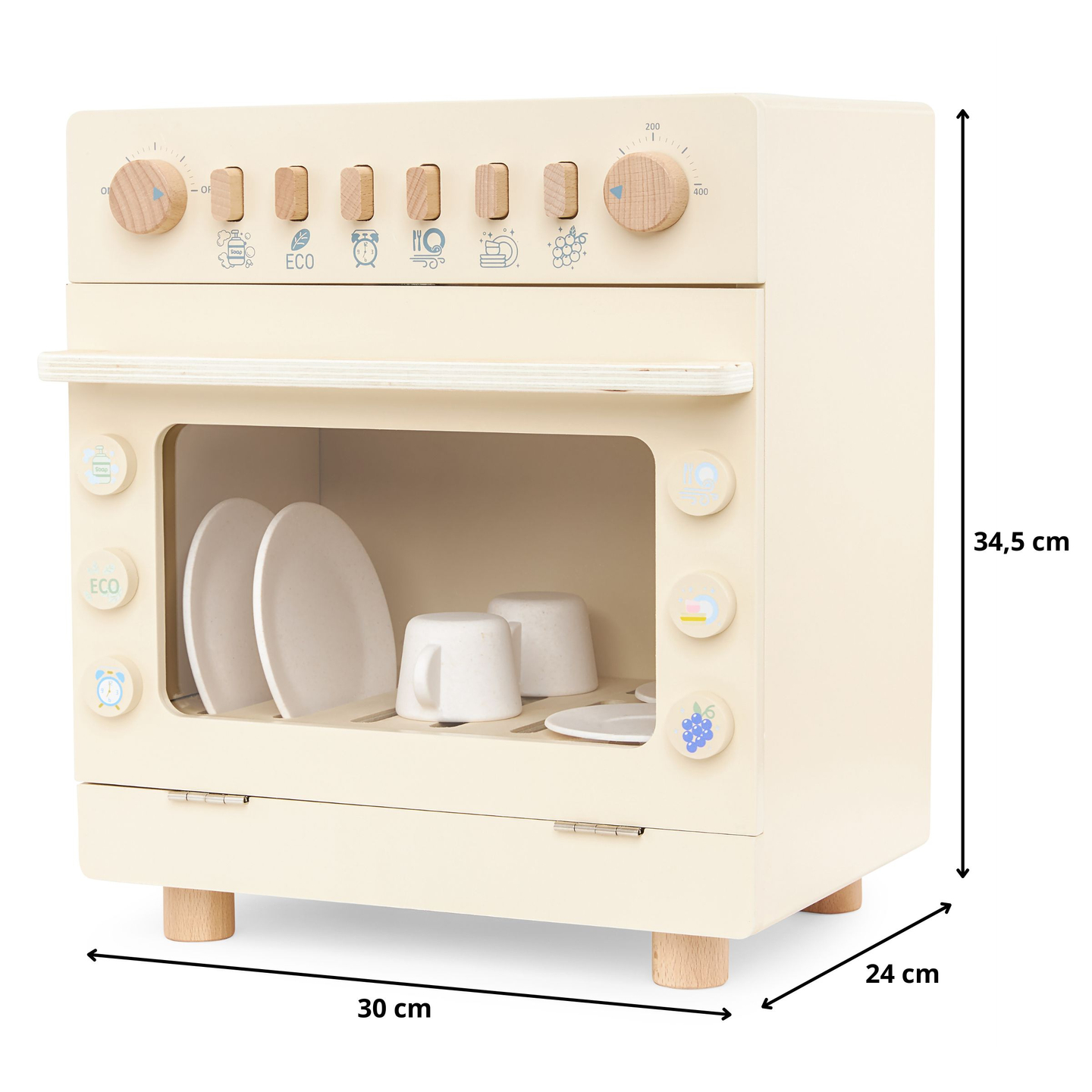 Mașină de spălat vase din lemn cu accesorii