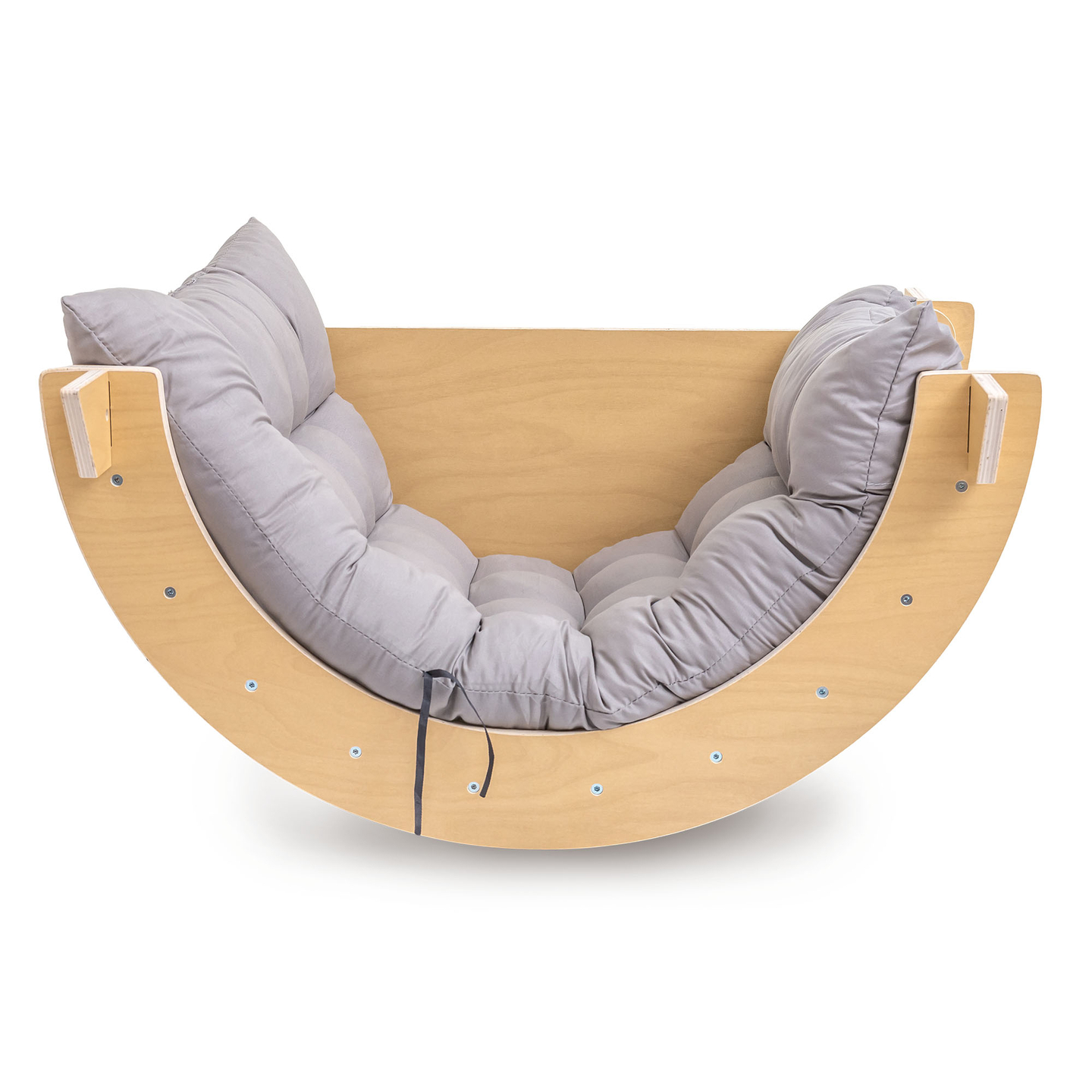 Loc de joacă interior din lemn pentru copii - perete de cățărat, tobogan, arc/balansoar de cățărat și triunghi Pikler