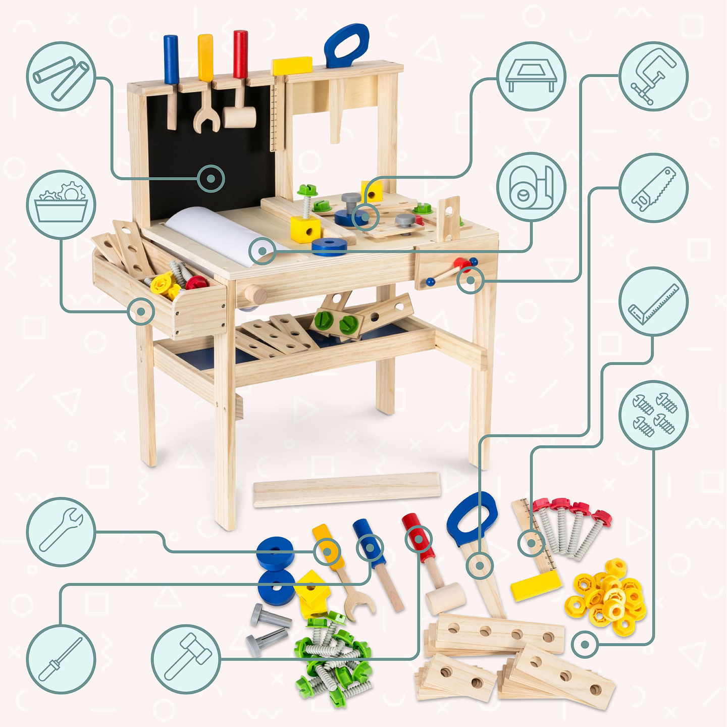 Set de bricolaj din lemn XXL - 75 de piese