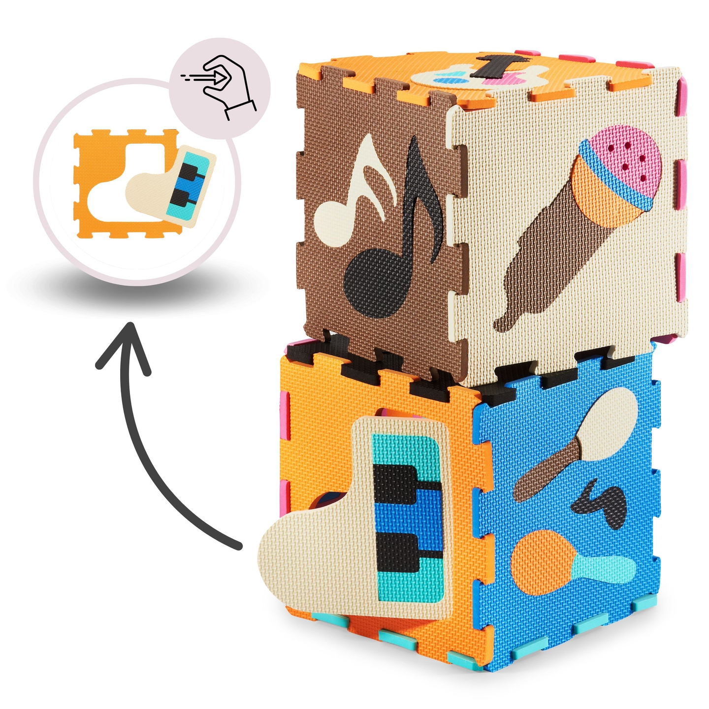 Covoraș puzzle educațional din spumă 90 x 90 x 1cm - spumă EVA - design: instrumente