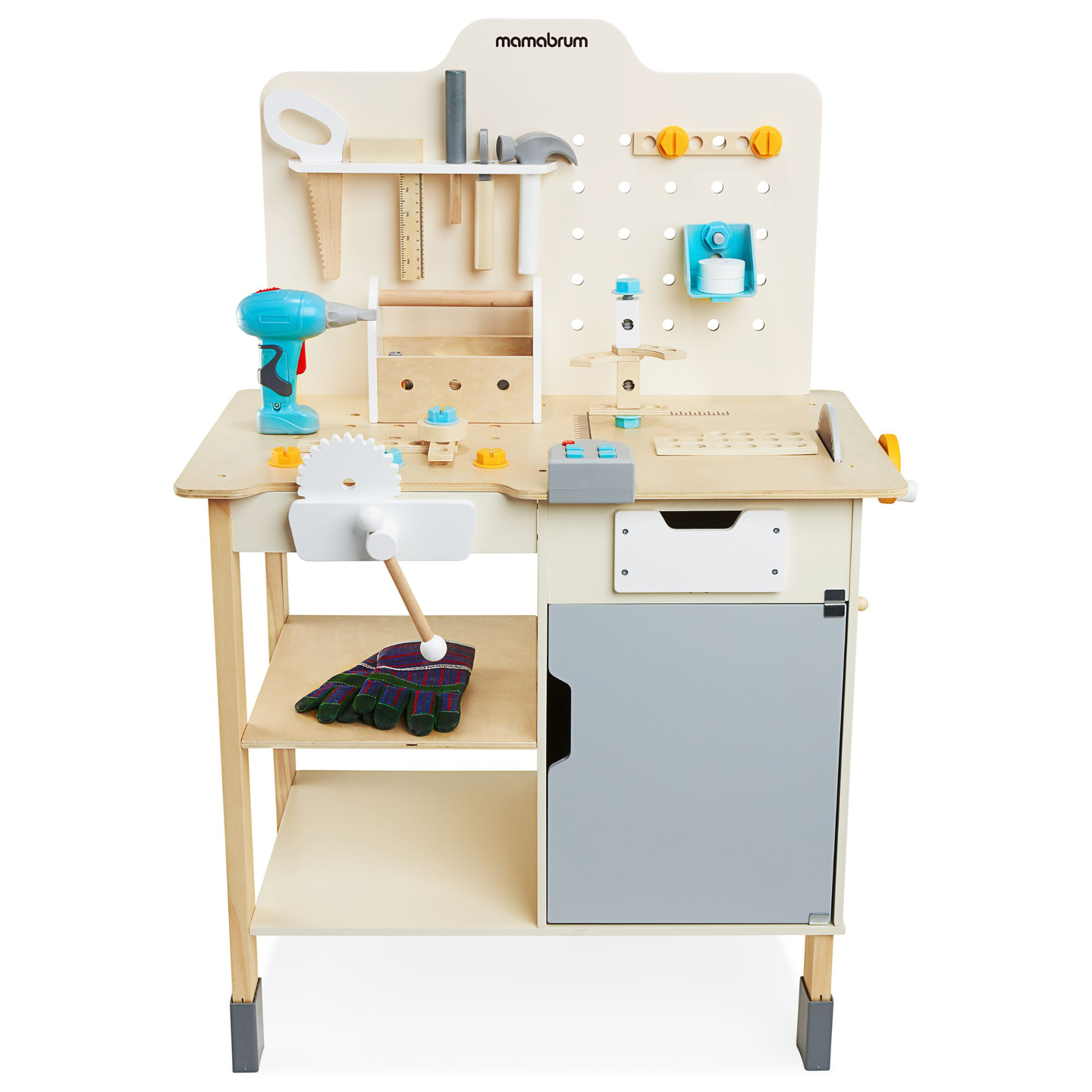 XXL Atelier mare din lemn cu unelte - set de bricolaj, 74 de elemente