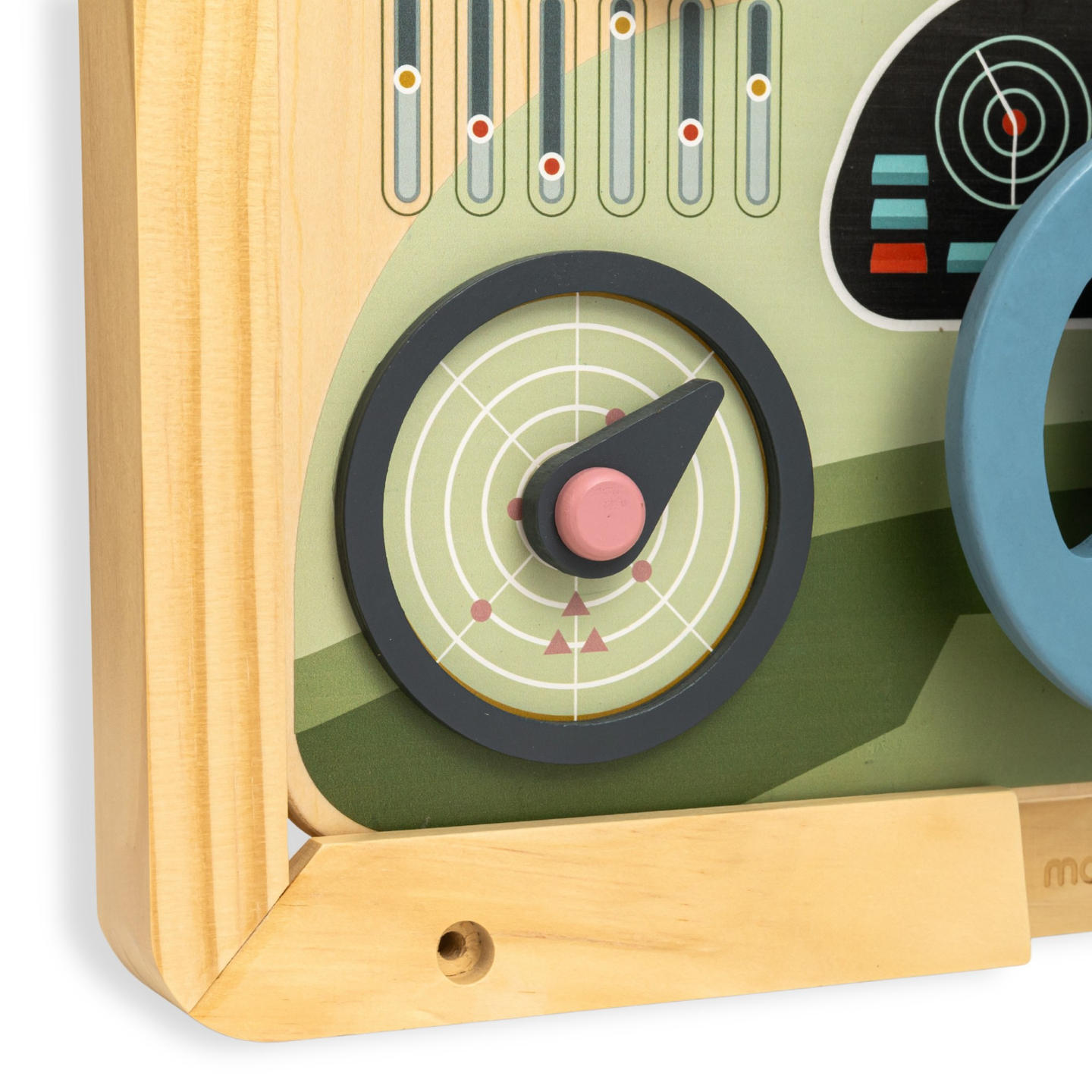 Tablă Montessori din lemn, cabină de pilotaj 2 în 1 pentru micul șofer și pilot – volan, schimbător de viteze, hărți de călătorie, radar