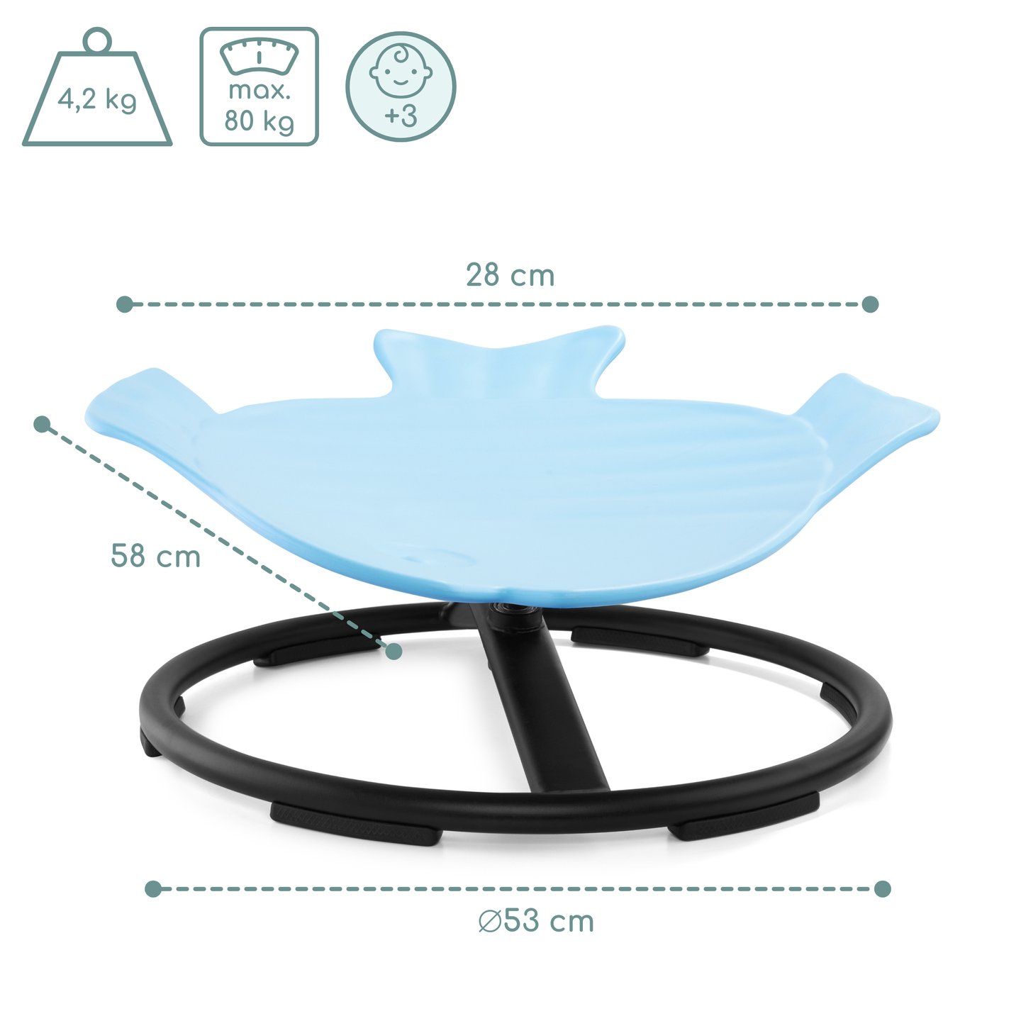 Mini carusel pentru copii Pești - albastru