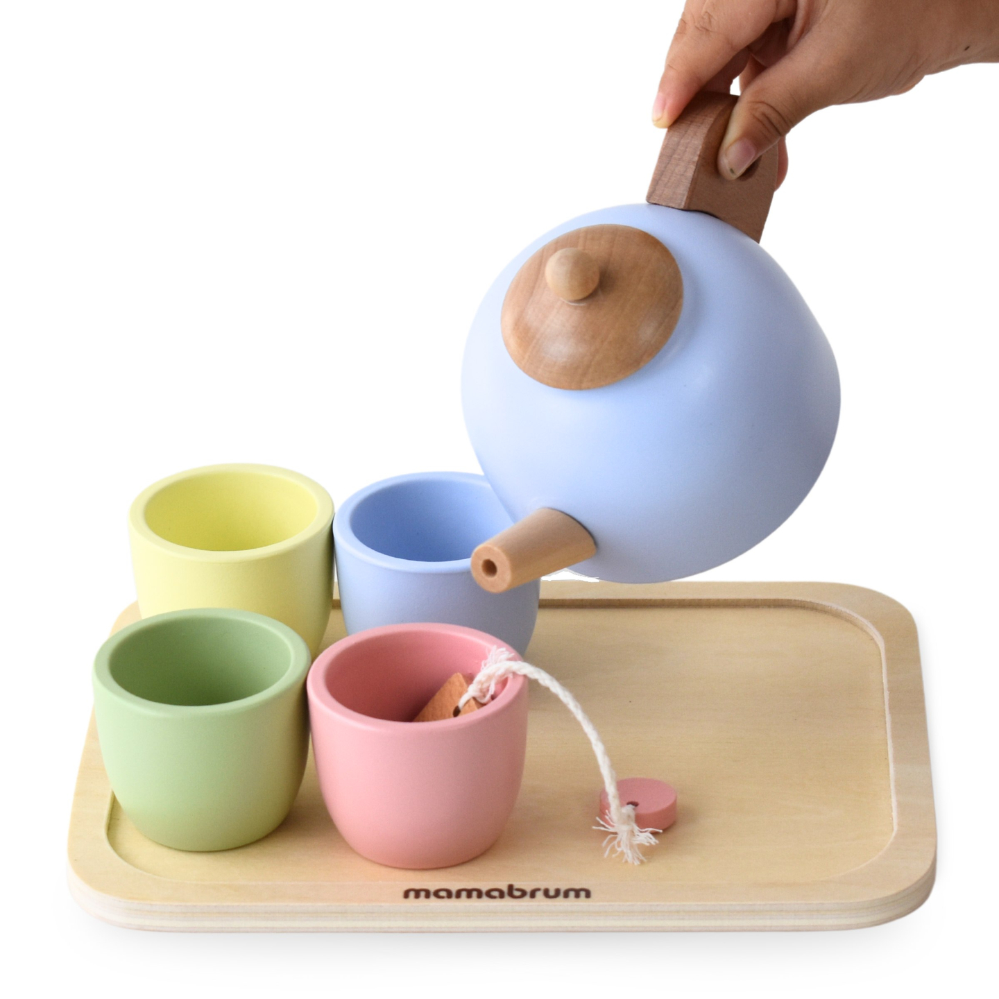 Set de ceai din lemn cu tavă - 7 articole