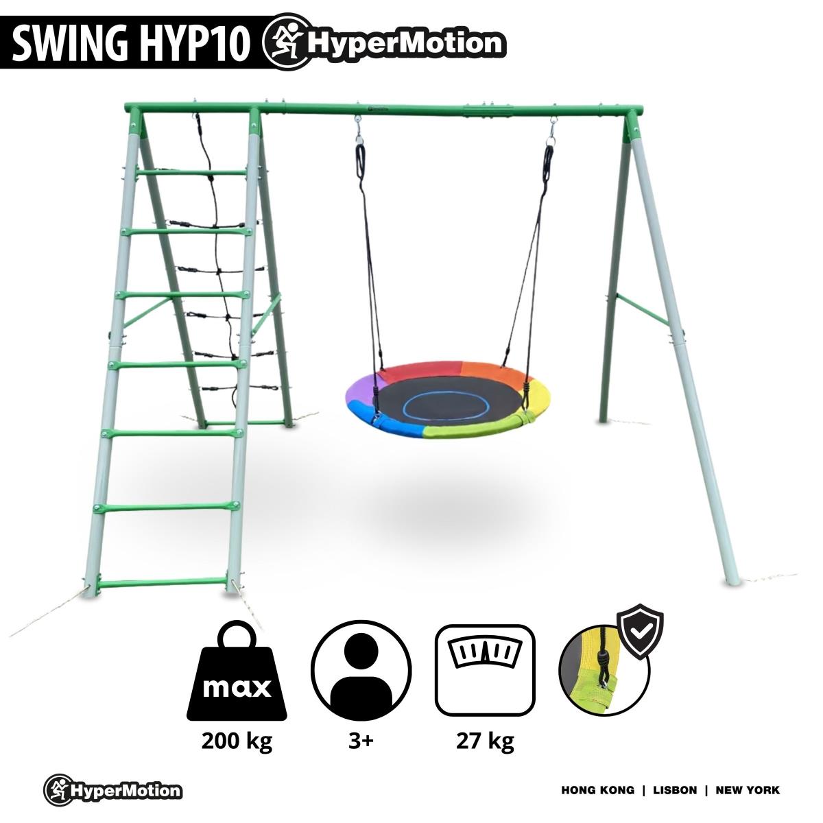 Loc de joaca de gradina XL pentru copii cu leagan cu cuib de barza, scara si plasa de catarare