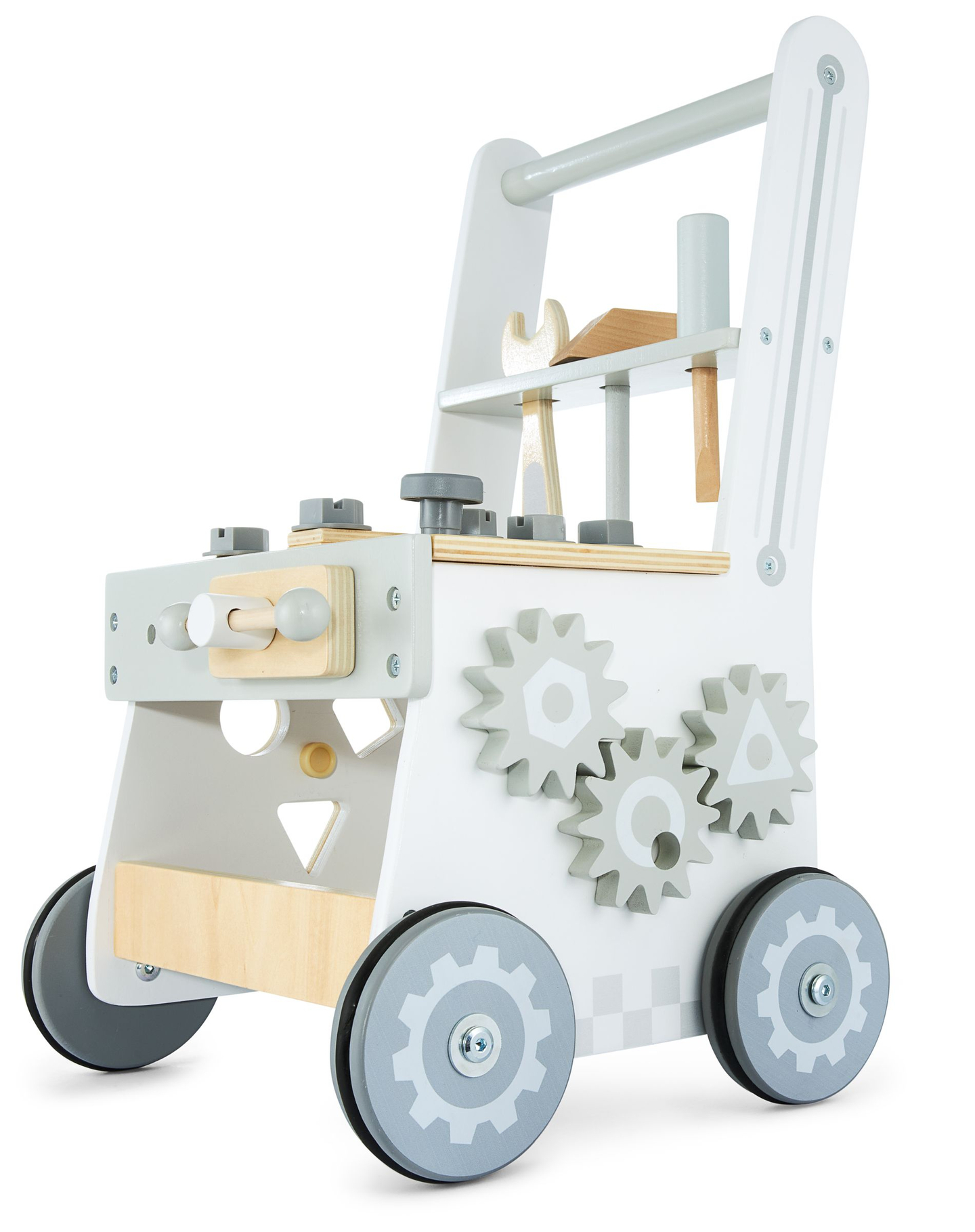 3 în 1: umblător din lemn, împingător + atelier - 47 de elemente