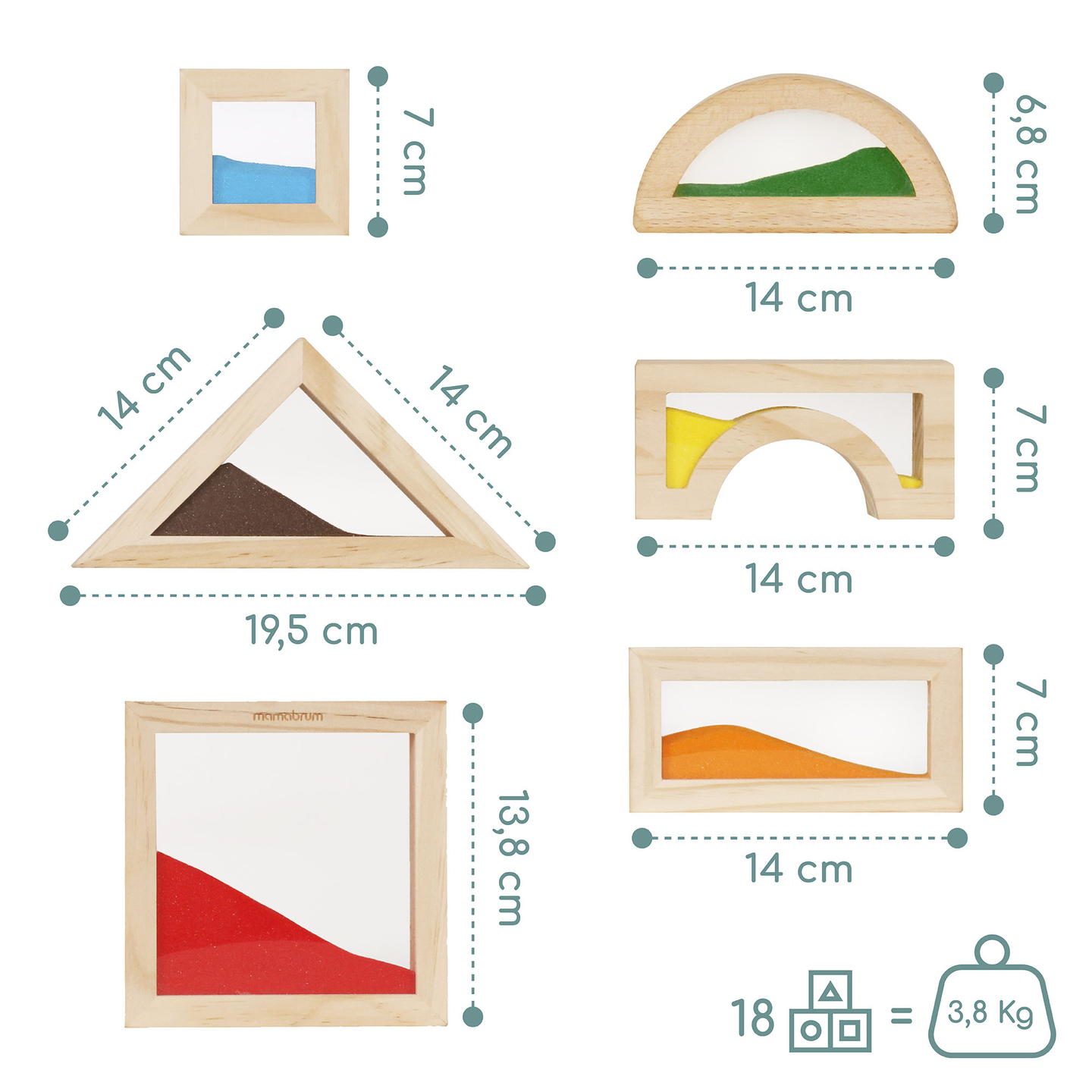 Blocuri senzoriale din lemn - 18 bucăți