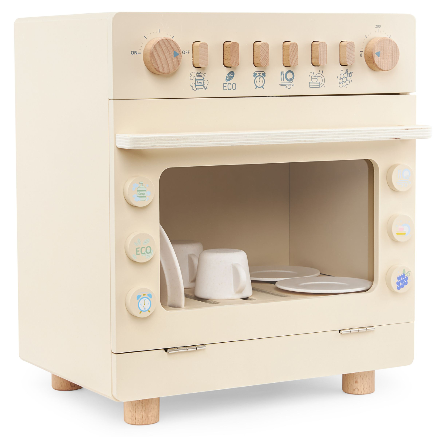 Mașină de spălat vase din lemn cu accesorii