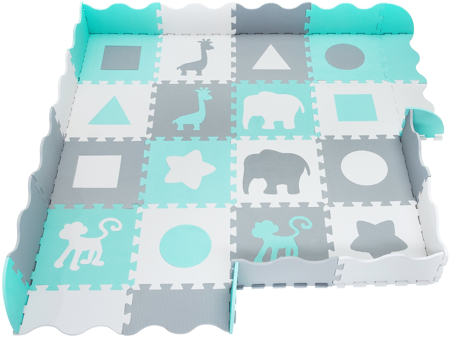 Covoraș de spumă XL 150 x 150 x 1cm cu margine - spumă EVA - mentă