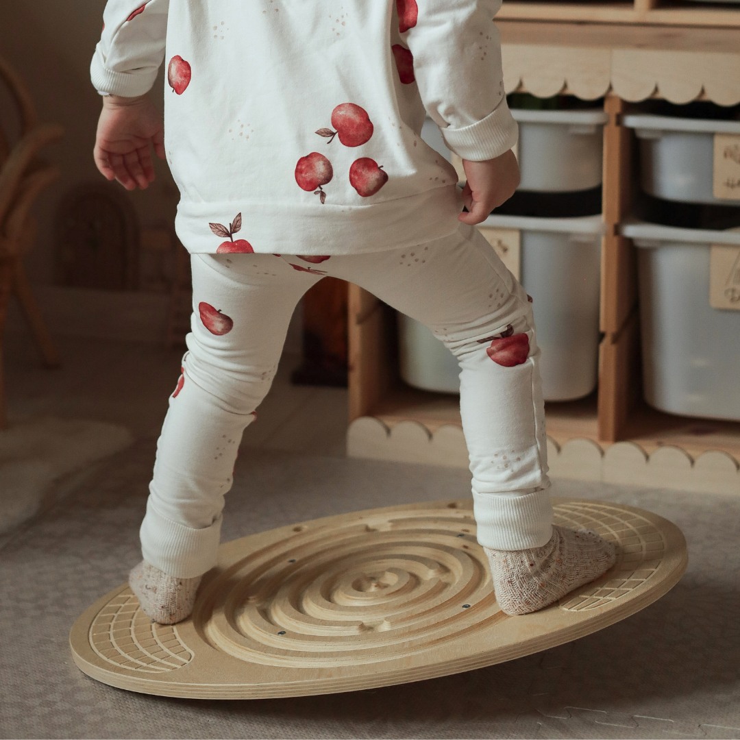 Tablă de echilibru din lemn cu labirint și bile - balansoar de echilibru