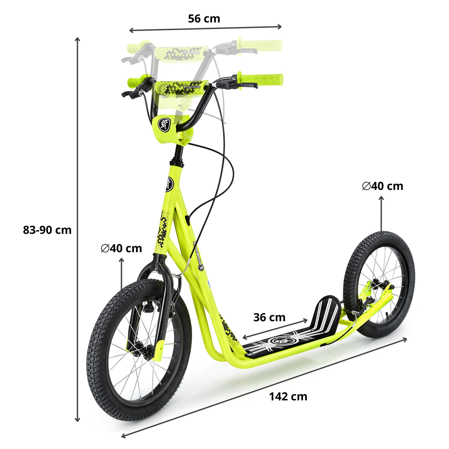 Trotinetă de oraș Hypermotion RUNKIE cu roți gonflabile de 40 cm (16'')