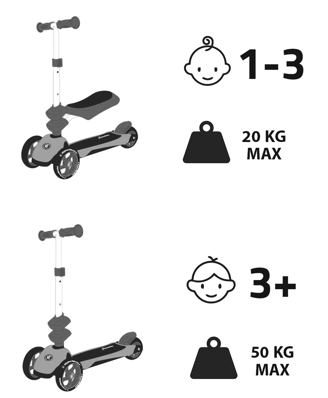 Tricicleta de echilibru HyperMotion 3in1 - albastru