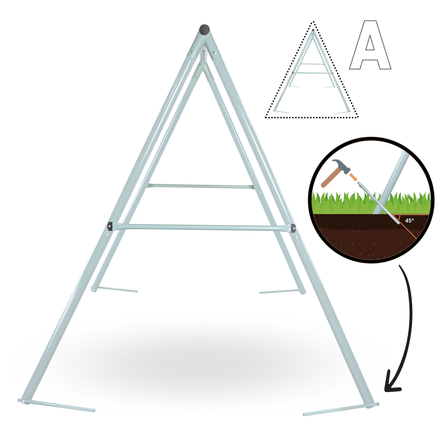 Leagăn de grădină de tip cuib de barză cu cadru și frânghii