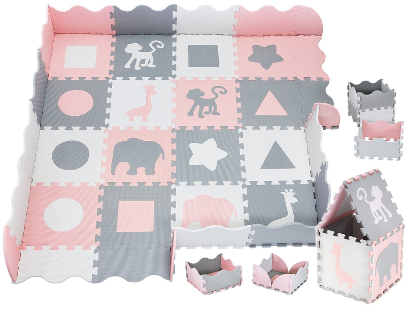 Covoraș de spumă XL 150 x 150 x 1cm cu margine - spumă EVA - roz