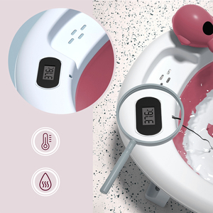 Cada de baie pliabilă pentru copii cu termometru, inserție și suport - culoare roz murdar