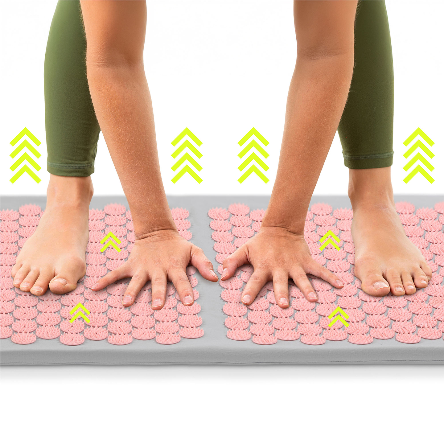 Saltea mare de presopunctură cu pernă și husă - 130 cm HyperMotion gri și roz